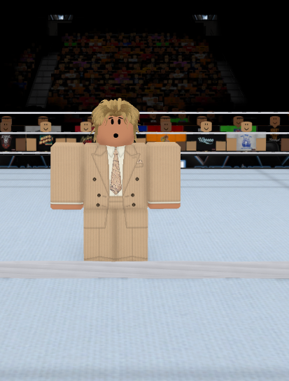 Ric Flair, The Nature Boy, WCW's Roblox wrestler in a tan pinstripe suit